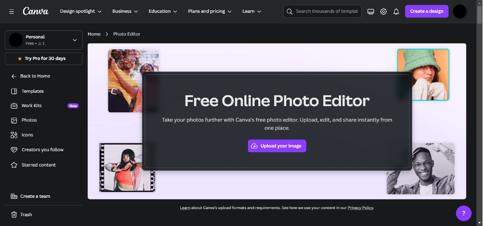 Photo Editor di Canva