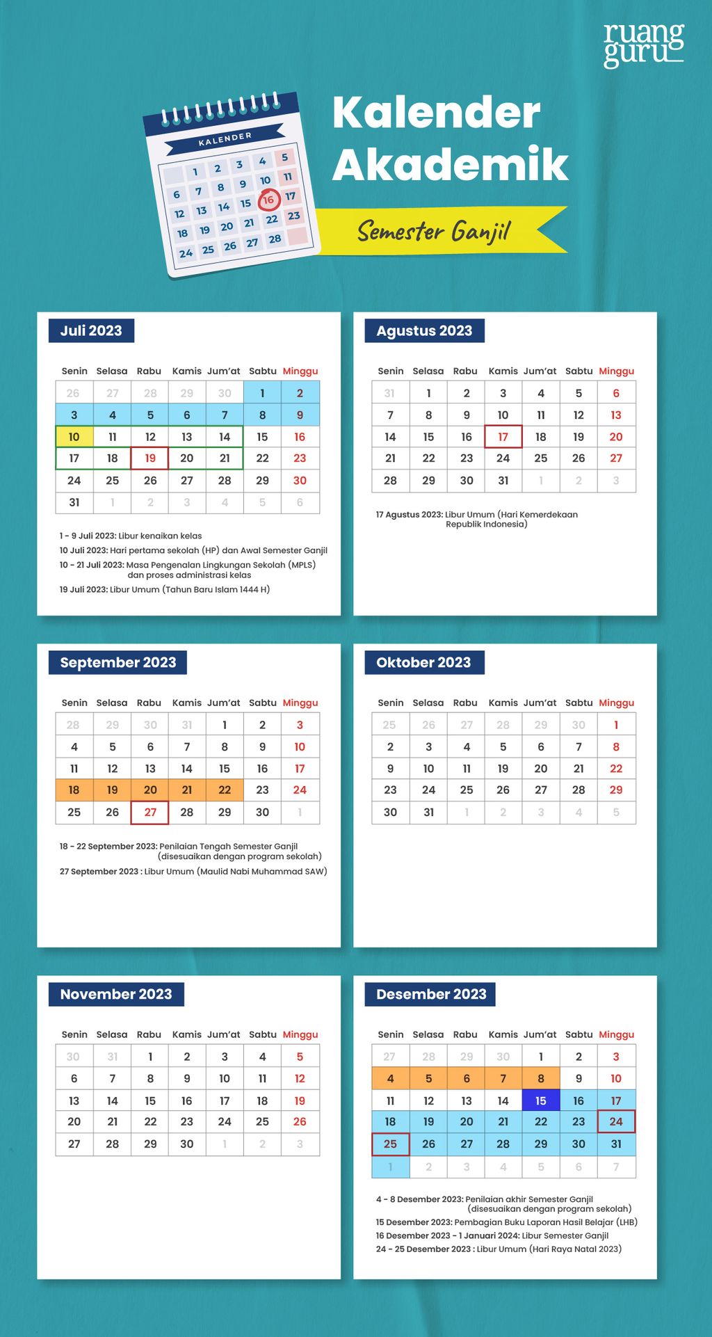 Jadwal Kalender Pendidikan Semester Ganjil Tahun Ajaran 2023/2024