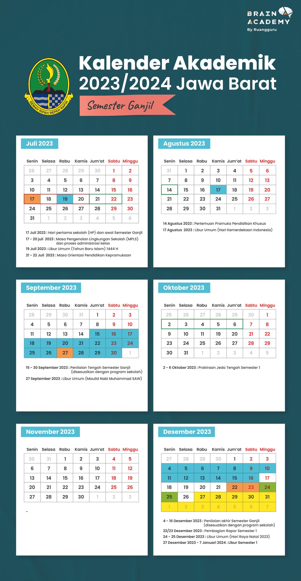 Kalender Pendidikan Jawa Barat 2023/2024, Paling Lengkap!