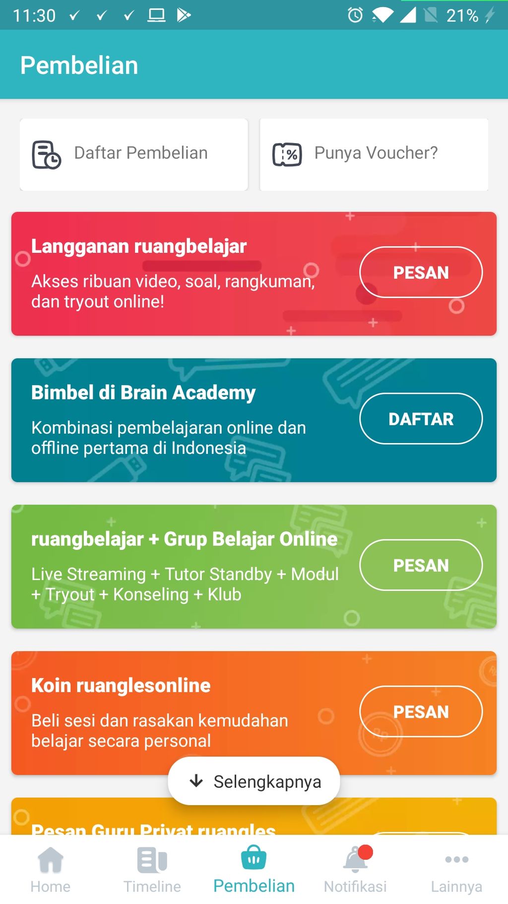 Bayar Langganan Ruangguru Dengan Cicilan + Diskon 55%