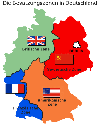 Peta wilayah Jerman yang terbagi empat