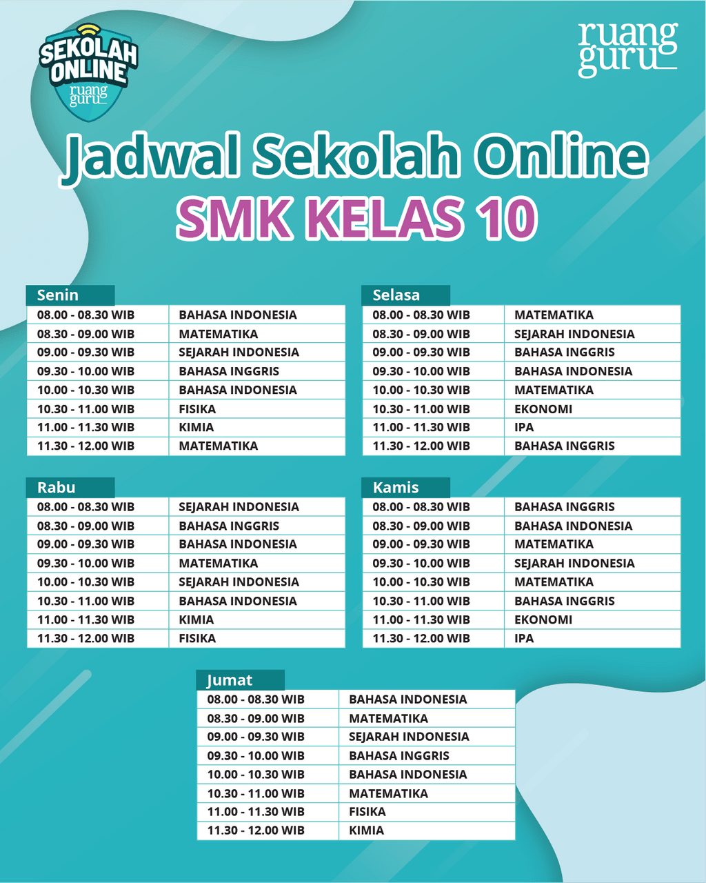 Jadwal Sekolah Online SMK