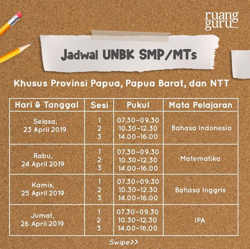 Jadwal Pelaksanaan UN dan USBN 2019