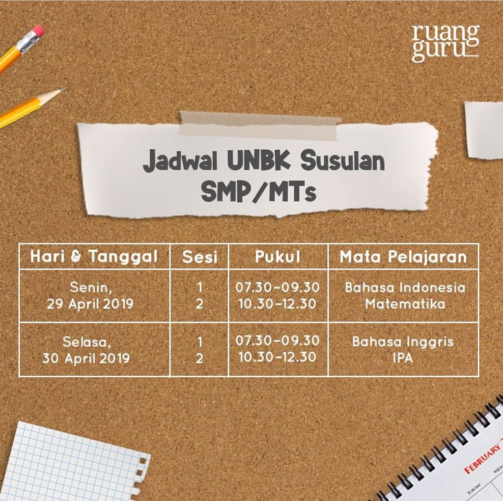 Jadwal Pelaksanaan UN dan USBN 2019