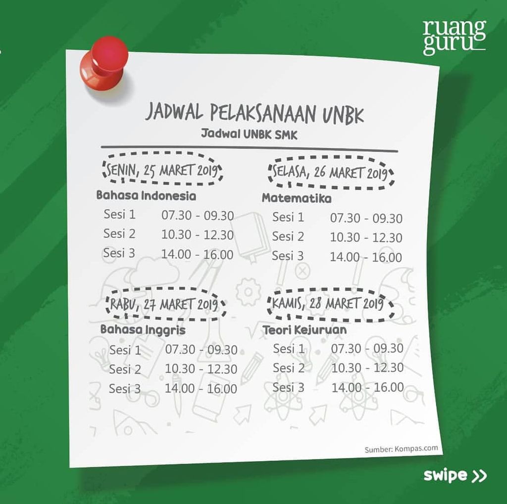 Jadwal Pelaksanaan UN dan USBN 2019