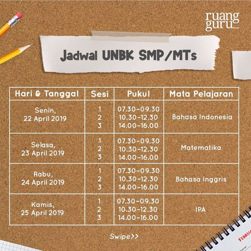 Jadwal Pelaksanaan UN dan USBN 2019