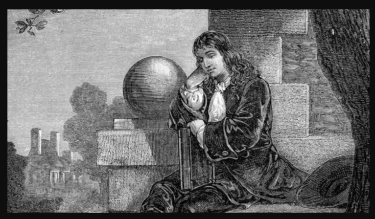 Ilustrasi Sir Isaac Newton saat duduk di bawah pohon apel, menyadari adanya hukum gravitasi