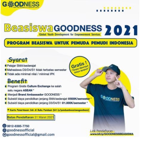 beasiswa goodness indonesia 2021