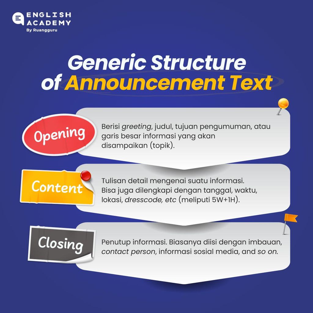 generic structure of announcement text