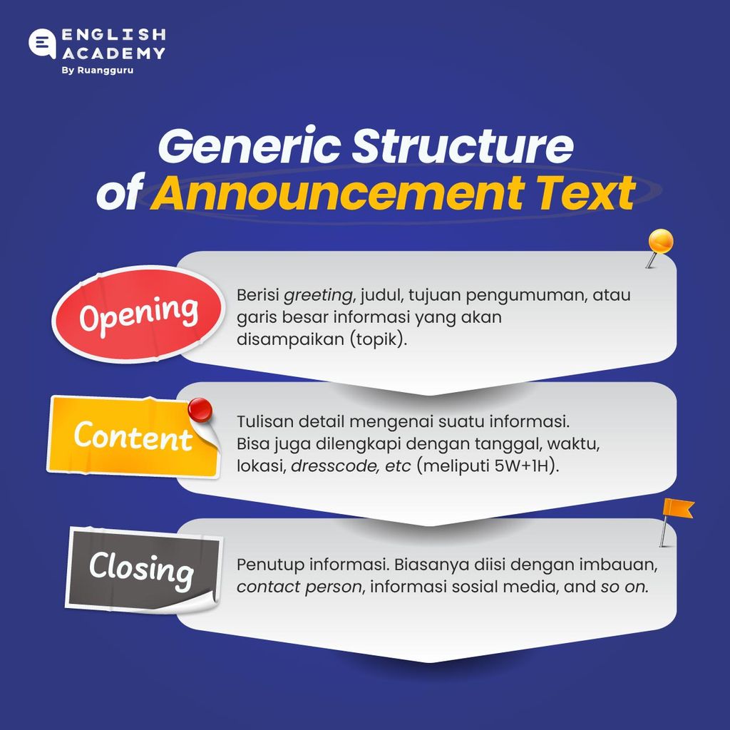 contoh announcement singkat dalam bahasa inggris