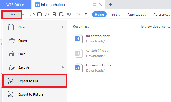 klik menu pilih export to pdf-1