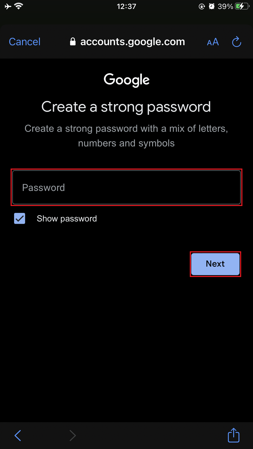 password email