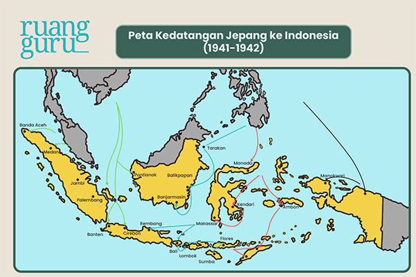 peta kedatangan jepang ke indonesia