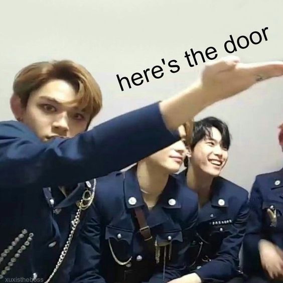 meme here's the door korean boyband